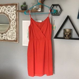 Reddish orange thin strap dress